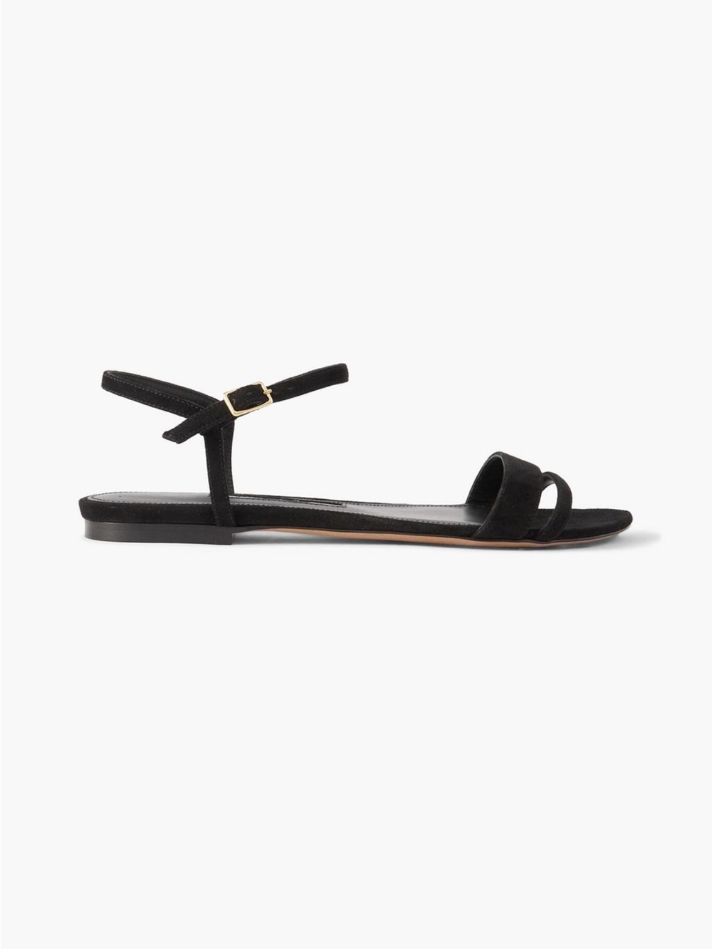 Classic Black Ankle-Strap Suede Flat Sandals Size 37 Brand New
